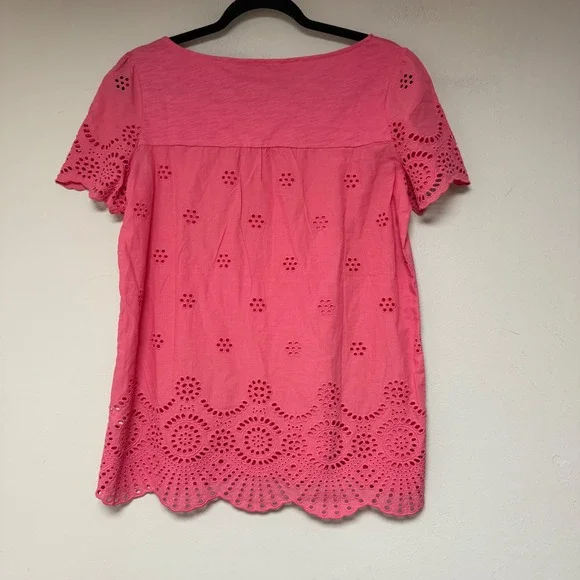Boden Pink Cotton Eyelet Embroidered Short Sleeve Top J0386 US 8 - Picture 7 of 8